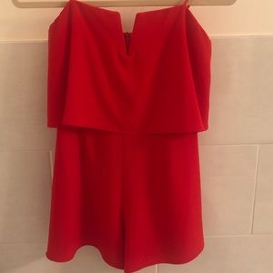 Strapless red romper